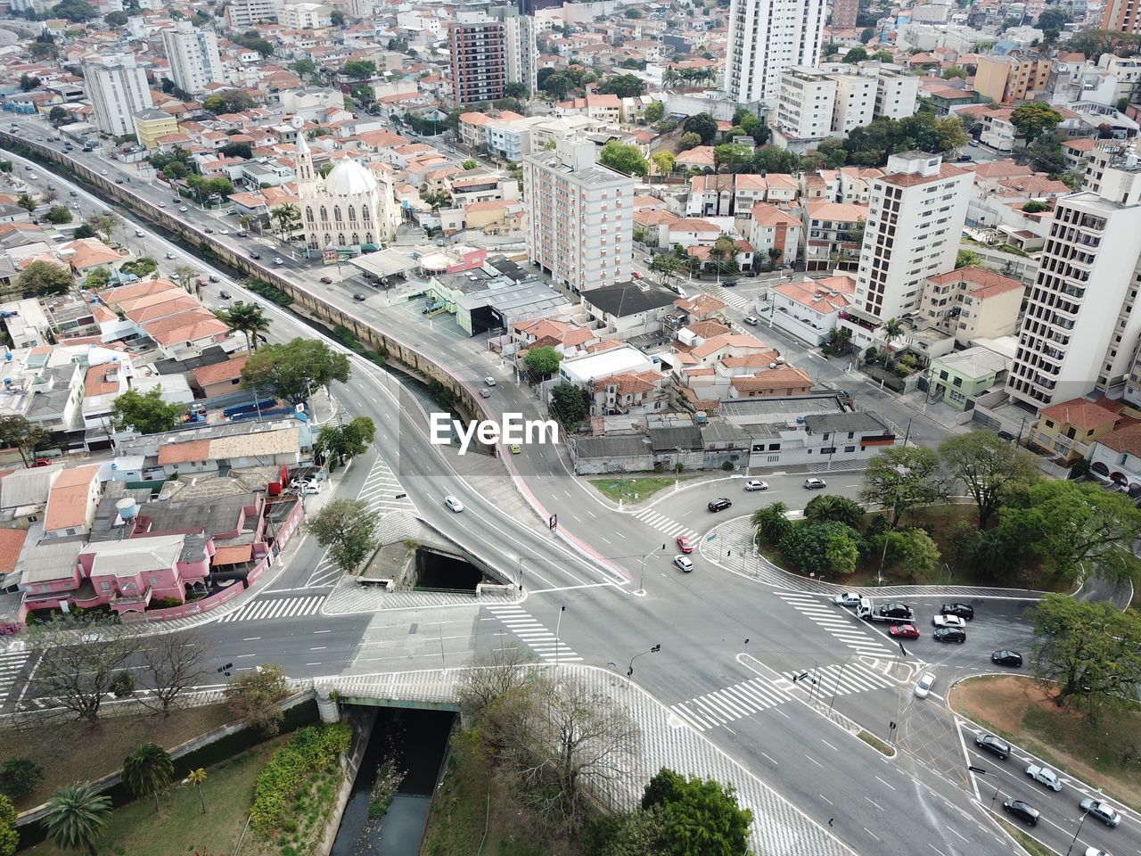 High angle view of traffic on city street