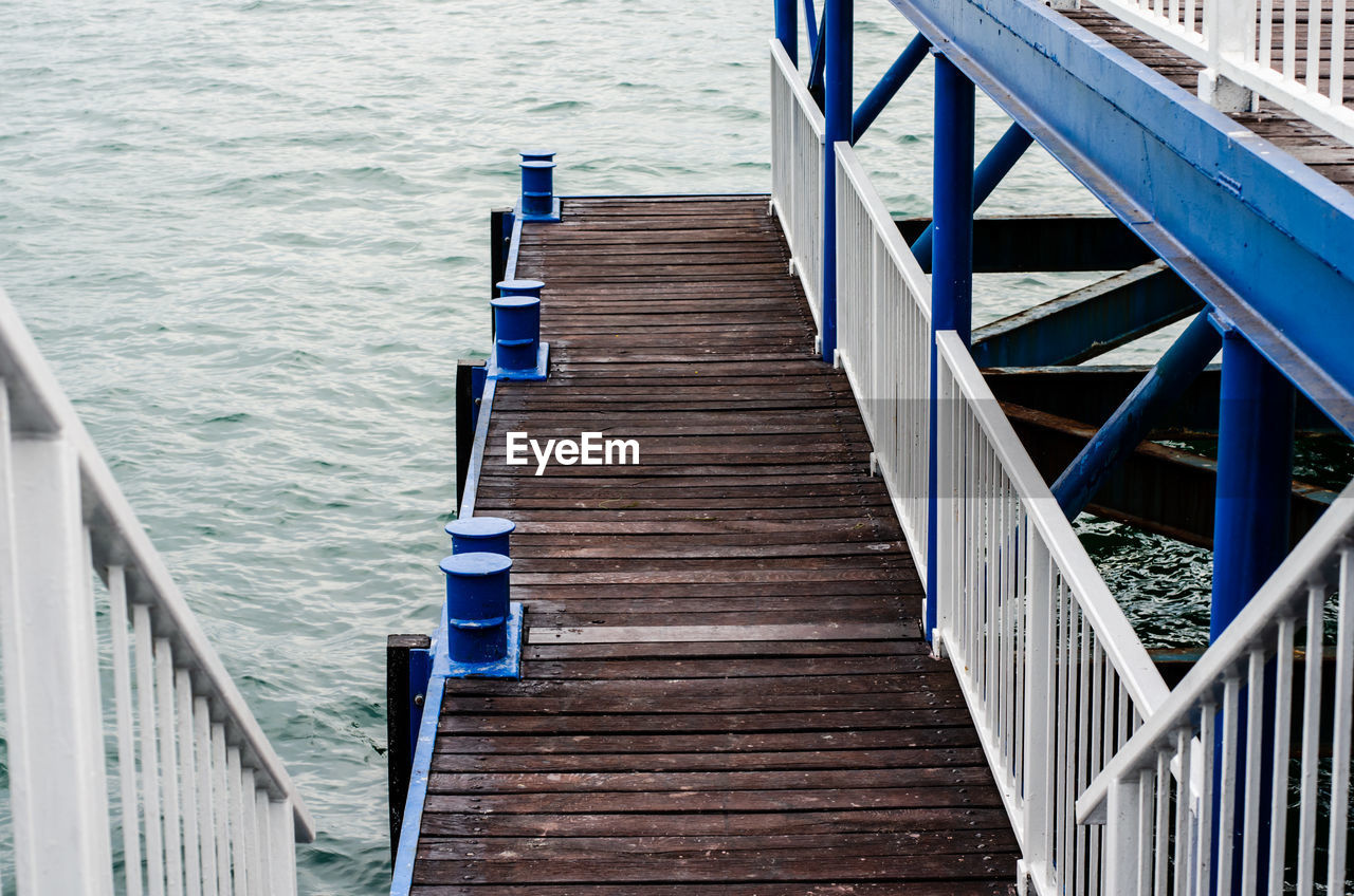 HIGH ANGLE VIEW OF WOODEN PIER