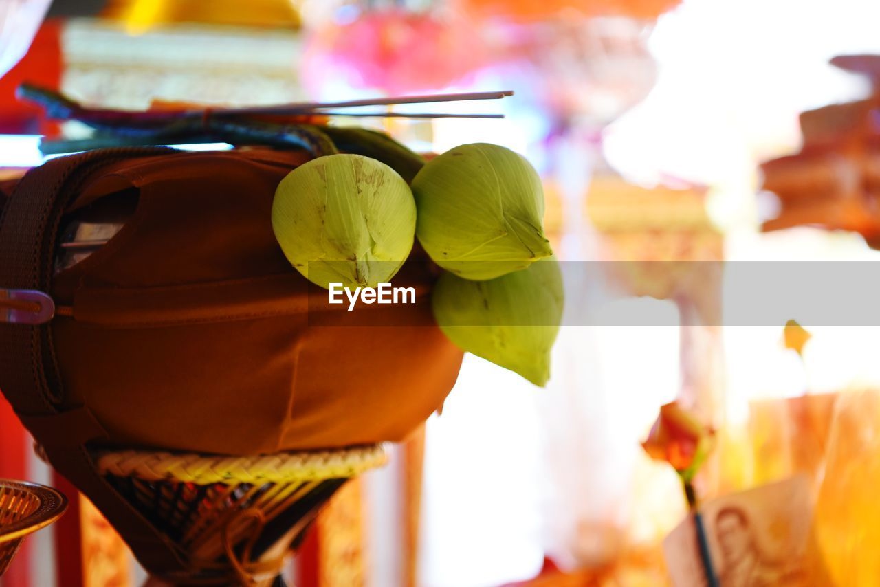 The lotus flower is placed on the container of the monks during the ordination ceremony.