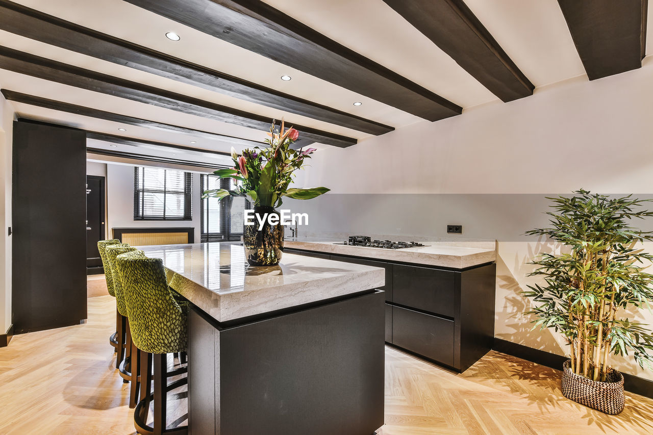 POTTED PLANT ON TABLE IN HOME