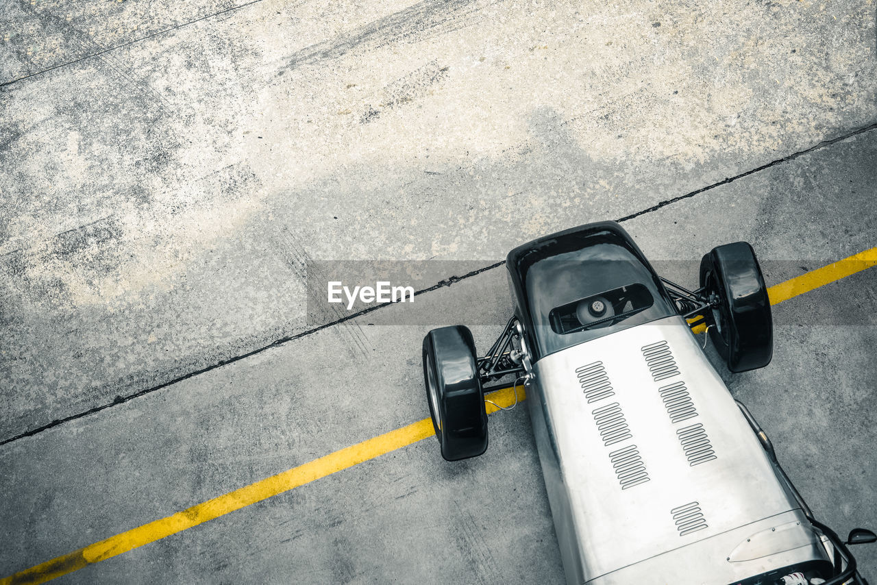 High angle view of car on street