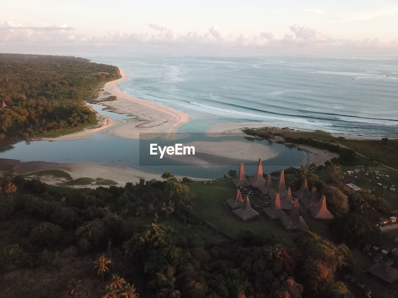 High angle view of beach against sky