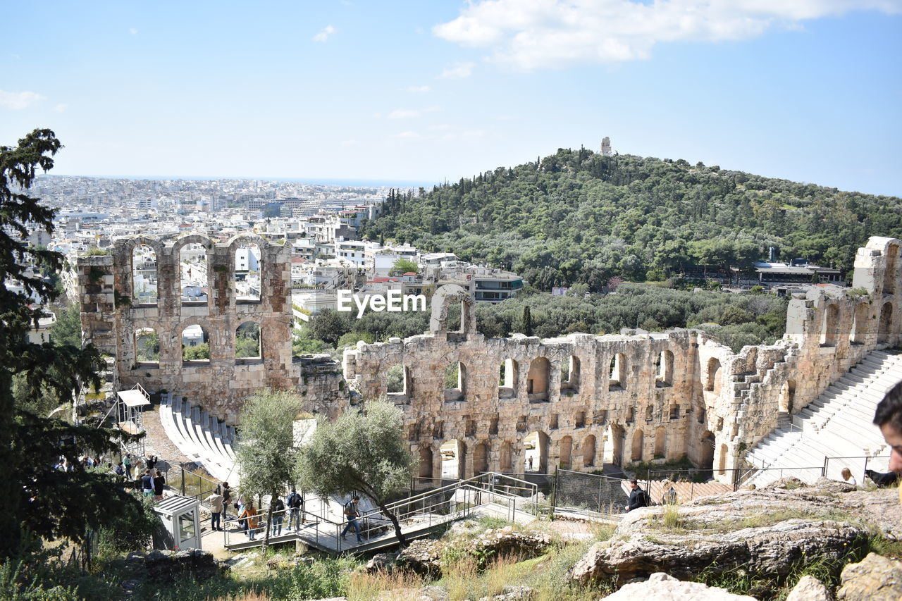Above view of odeon of herodes atticus in athens, greece
