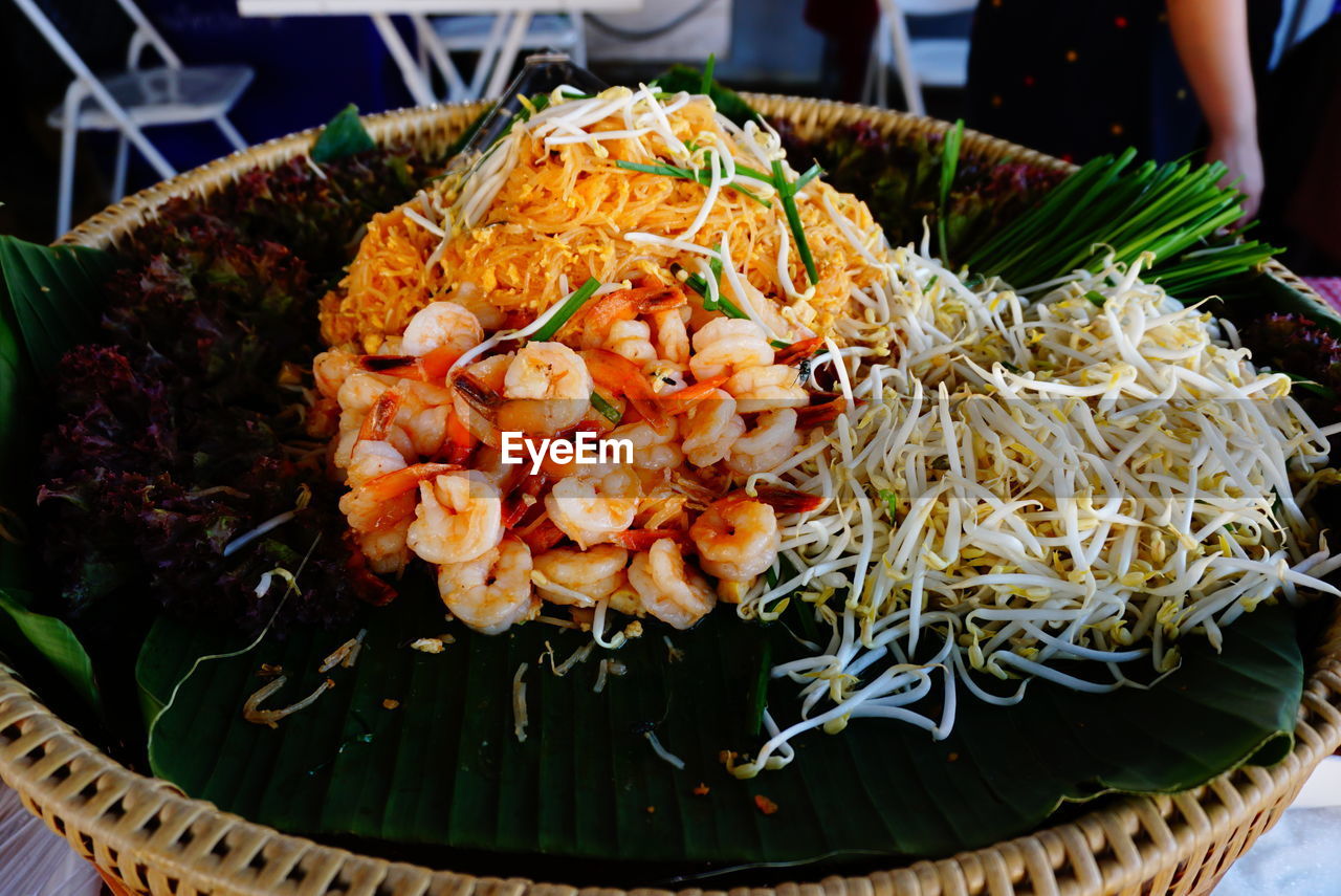 High angle view of thai food in plate