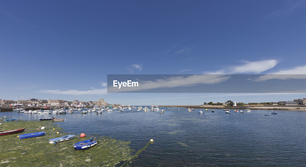 Scenic view of sea against blue sky