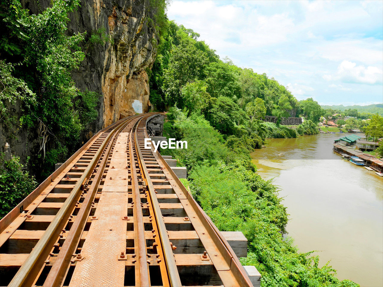 high angle view of railroad track against sky