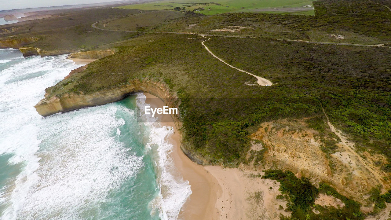 High angle view of beach