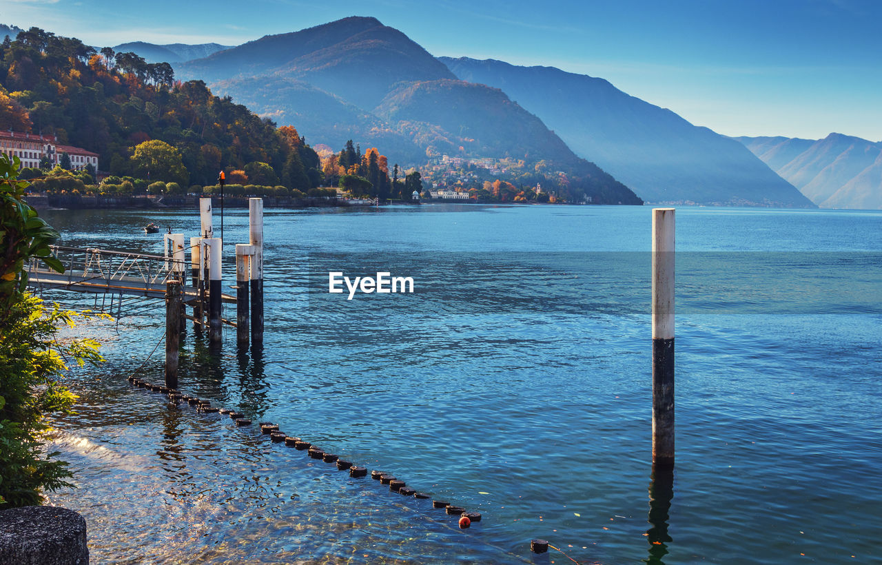 Scenic view of sea against mountains