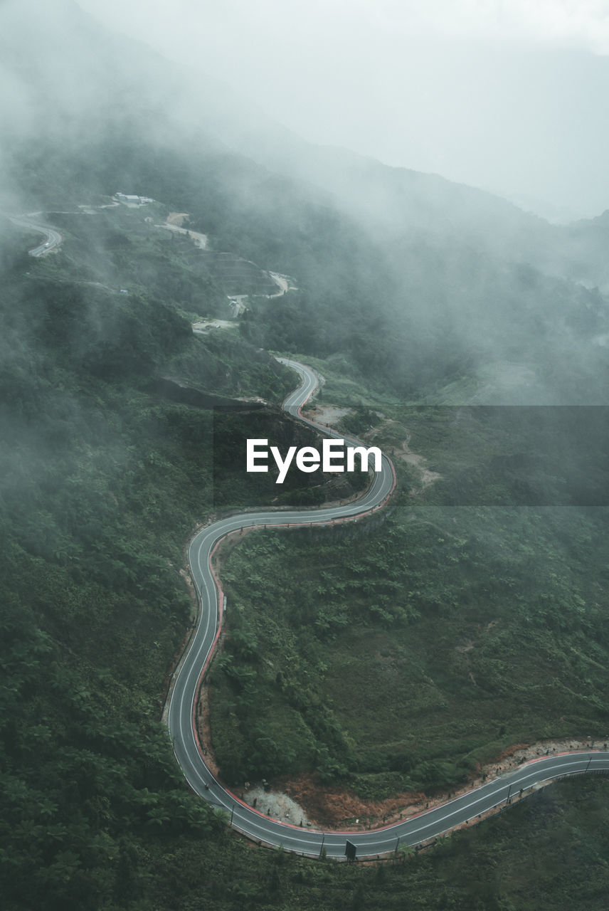 High angle view of mountain road