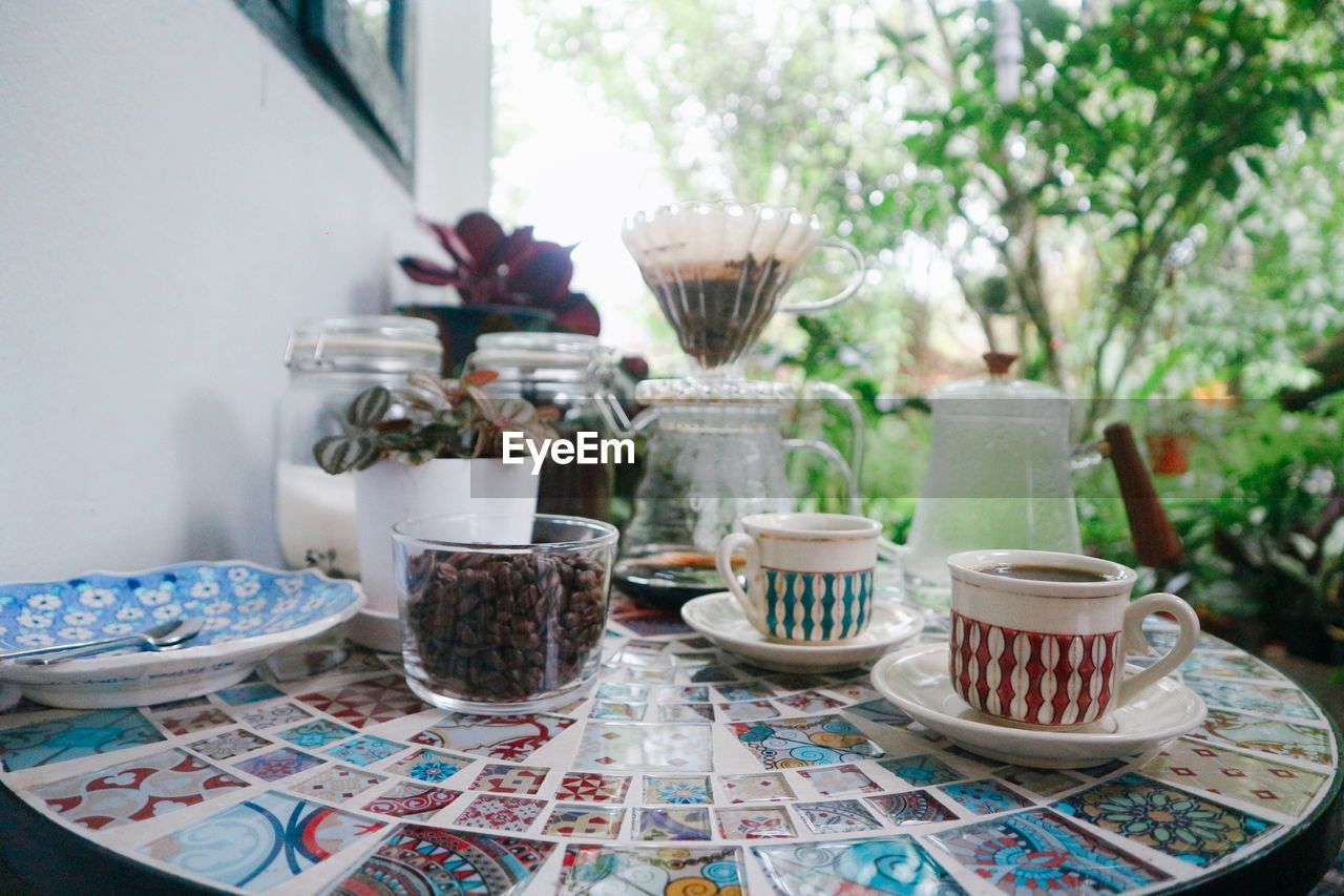 Coffee cup on table ,drip coffee.