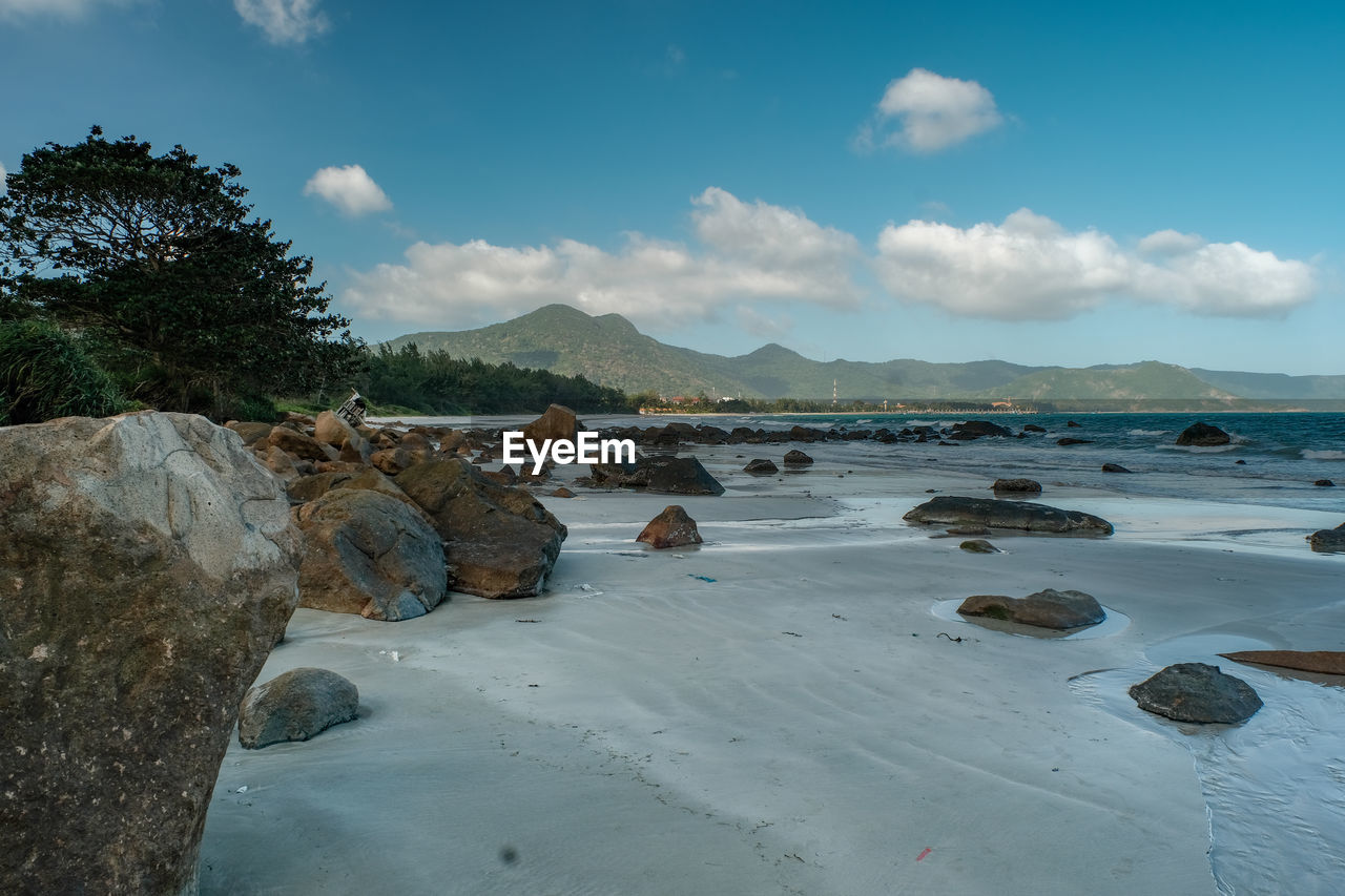 Scenic view of beach against sky