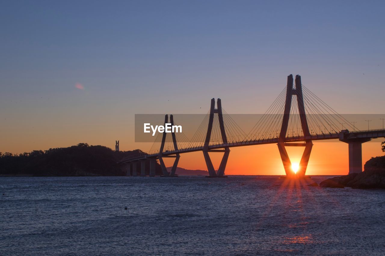 The sun was placed between the piers to create a special sunrise.