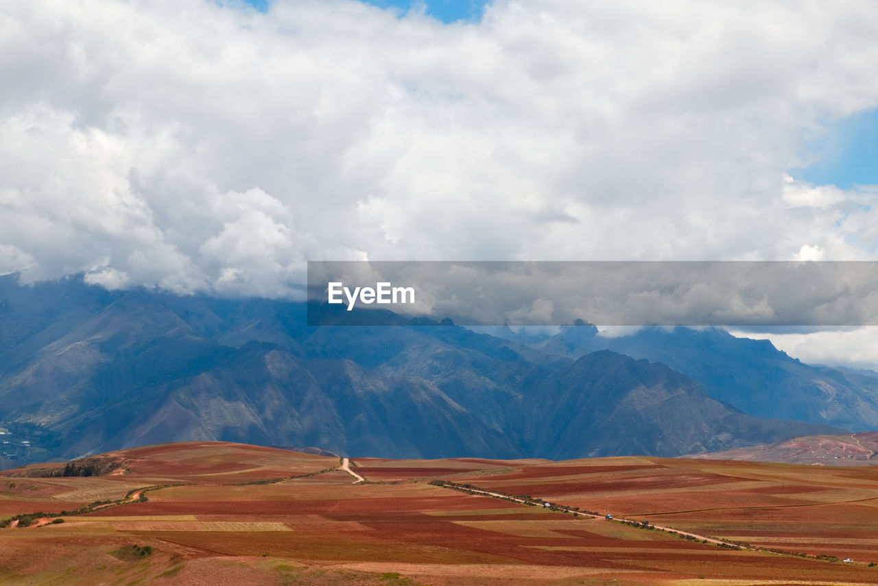 Scenic view of landscape and mountains against sky