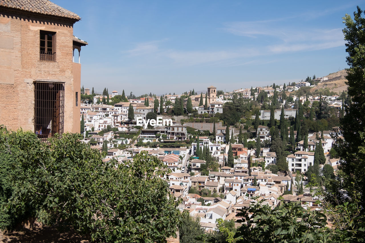 White buildings of granada on the hillside