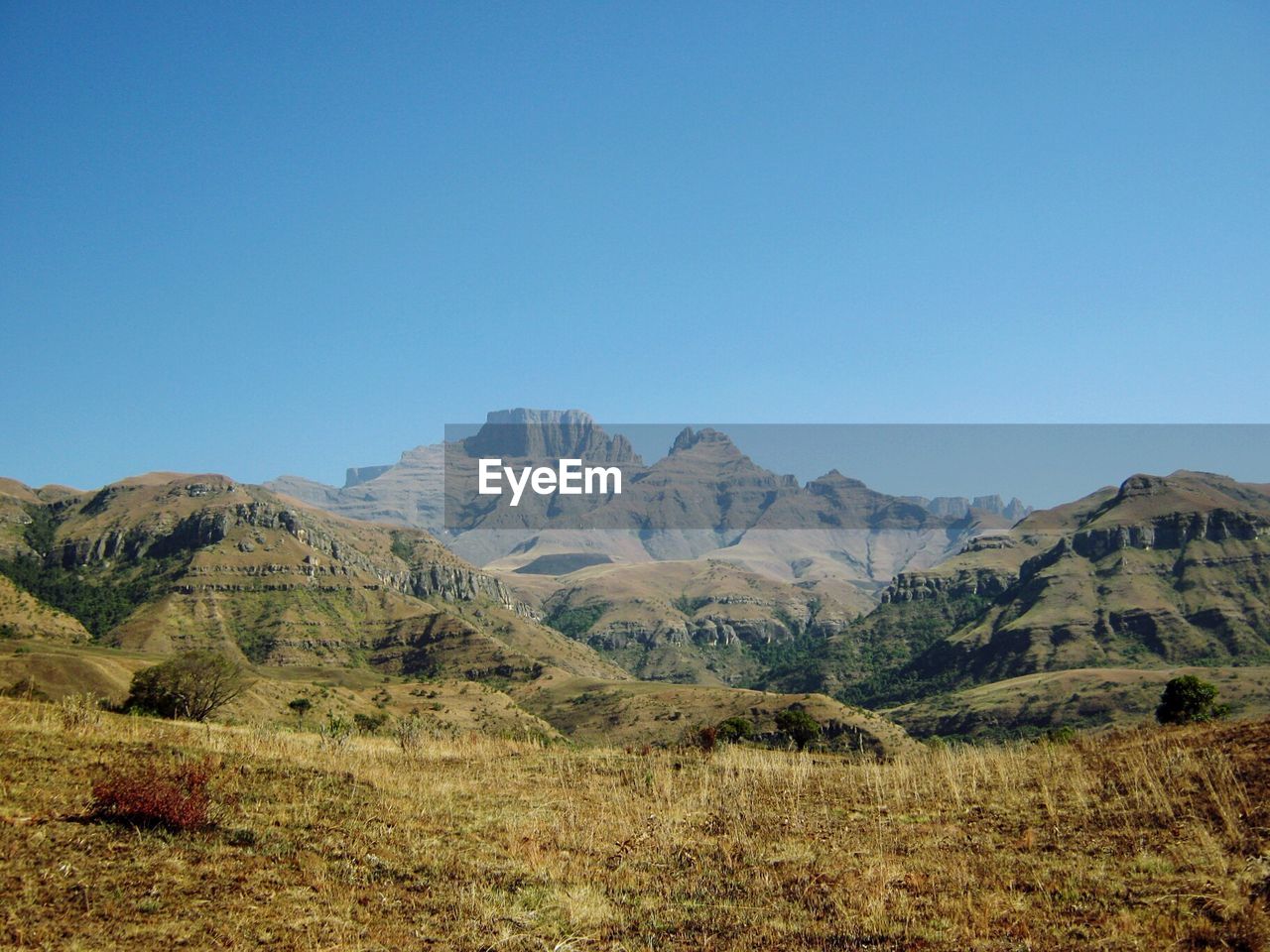 Scenic view of mountains against clear sky