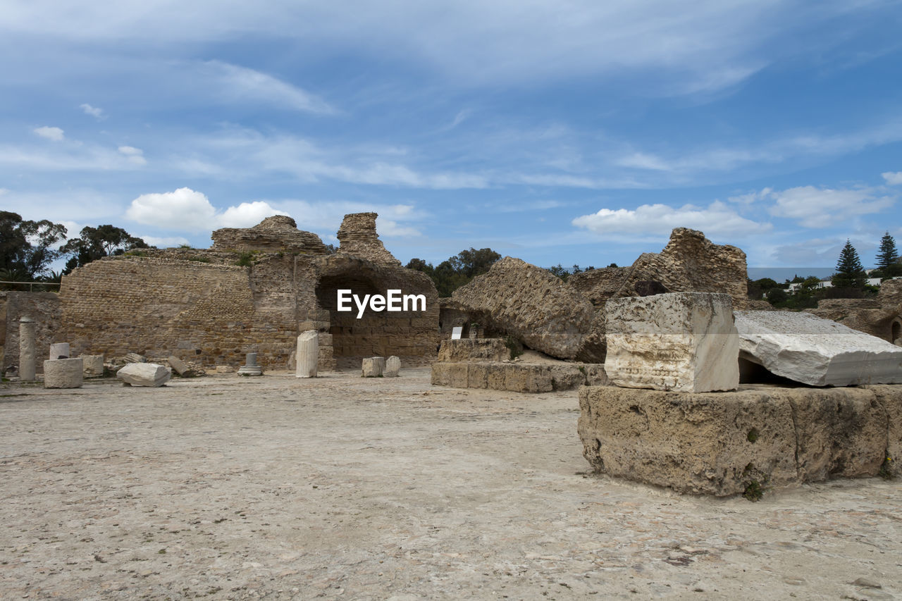Old ruins at byrsa against sky