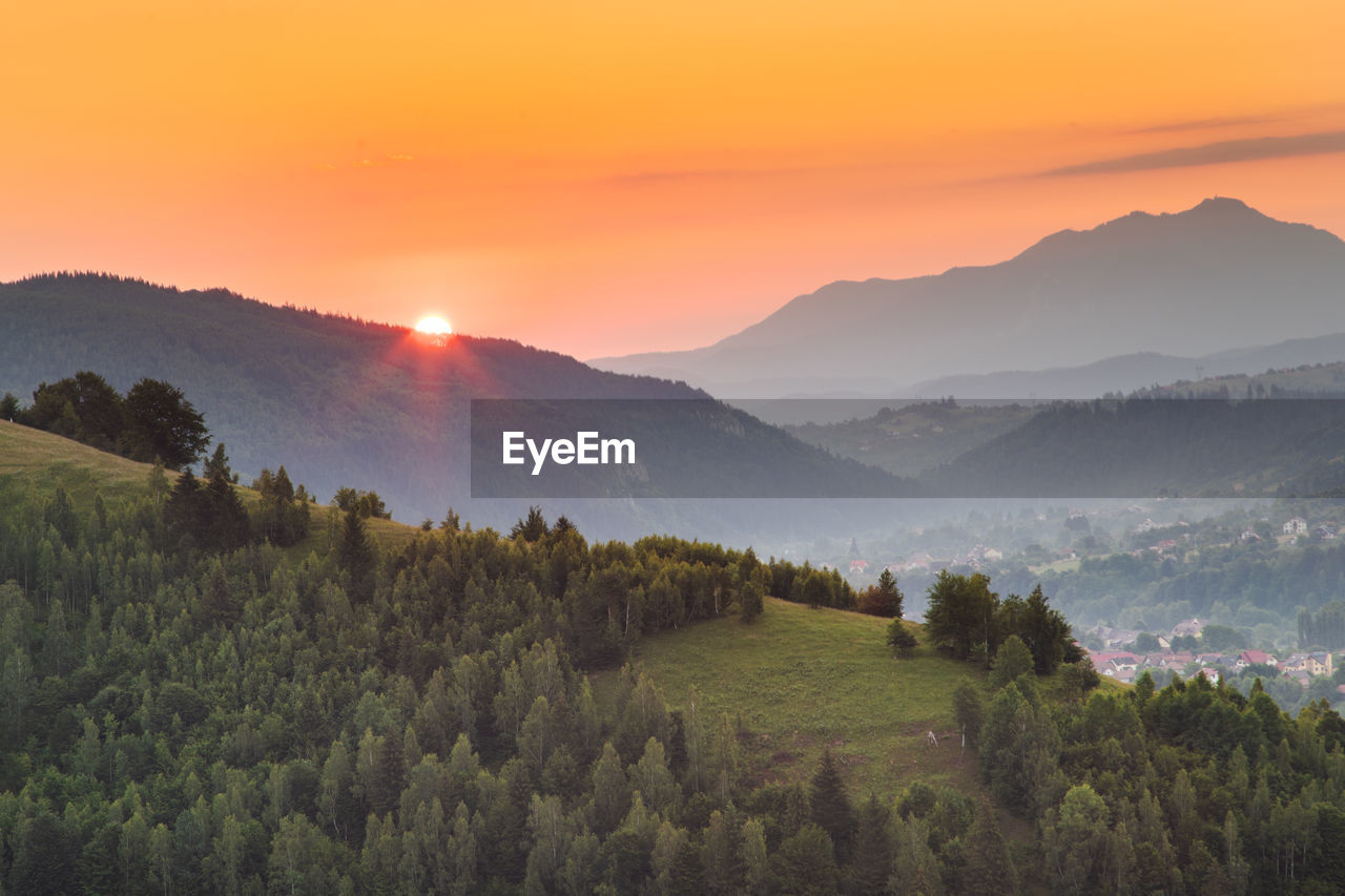 Scenic view of landscape against sky during sunset