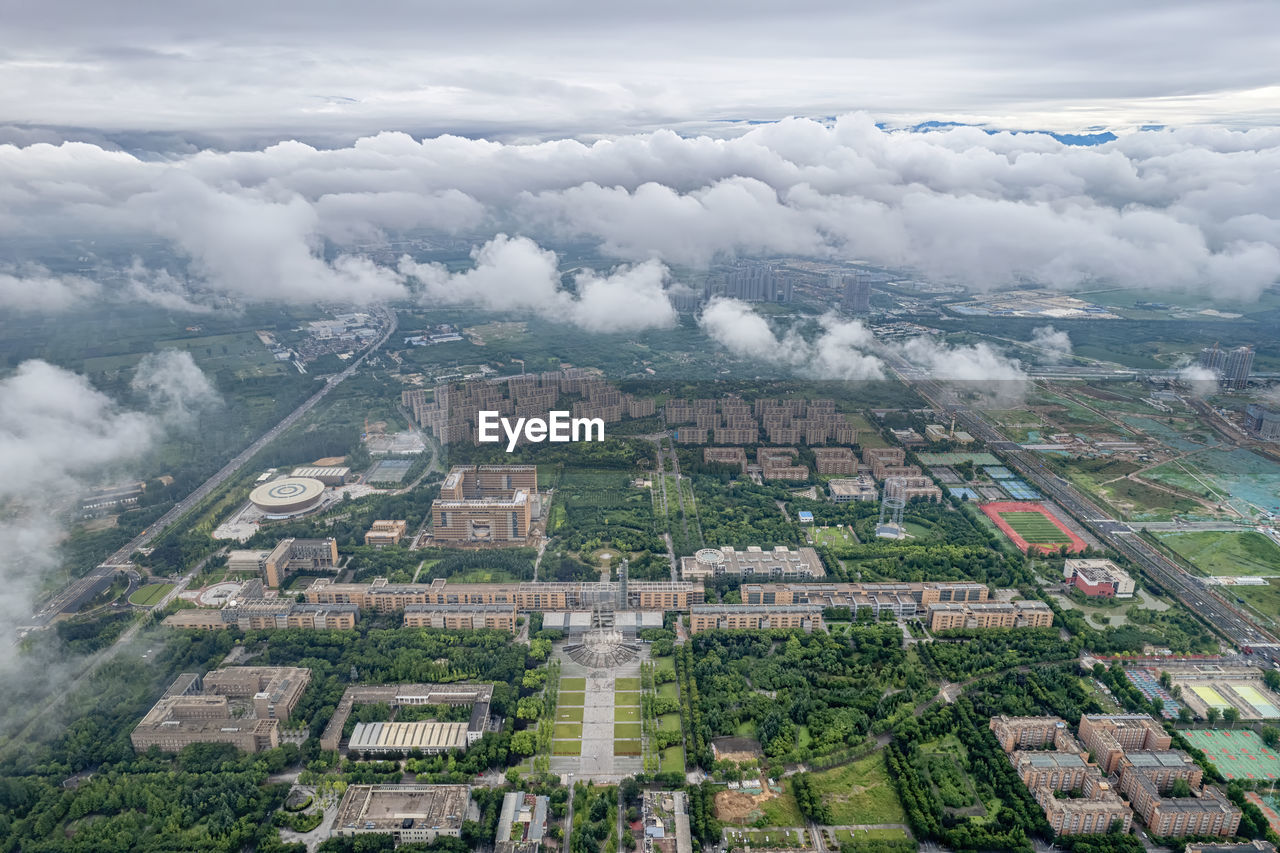 Bird's-eye view of xidian university in xi'an, china.