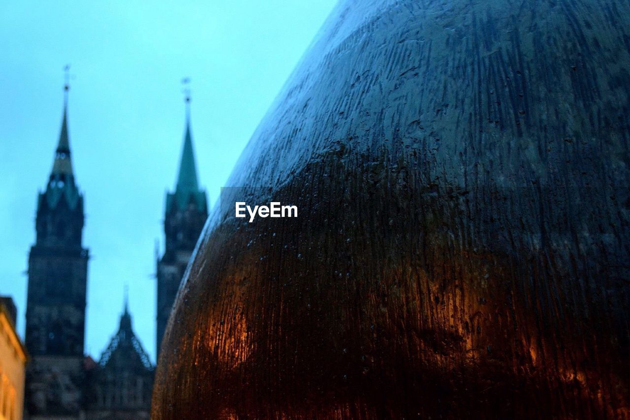 Close-up of dome with cathedral in background