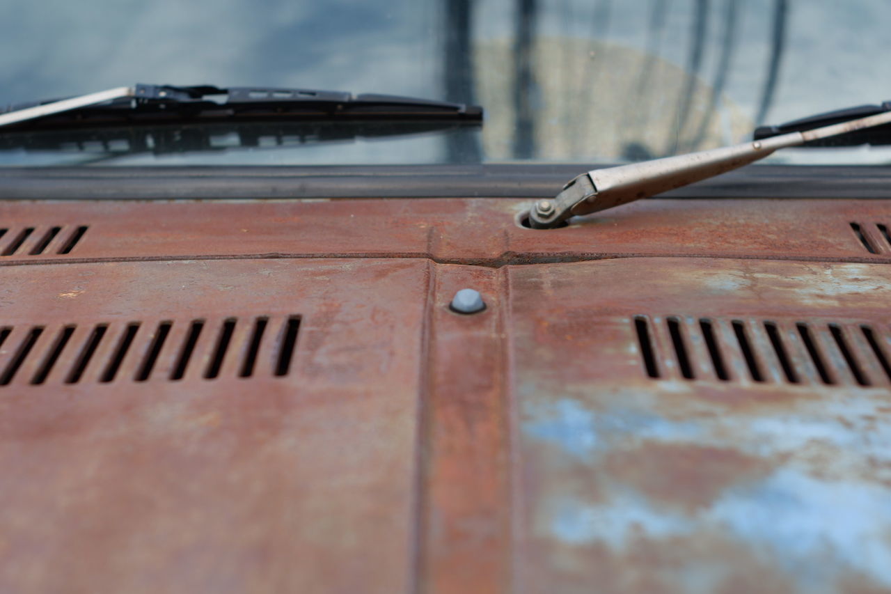 Close-up of old vintage car