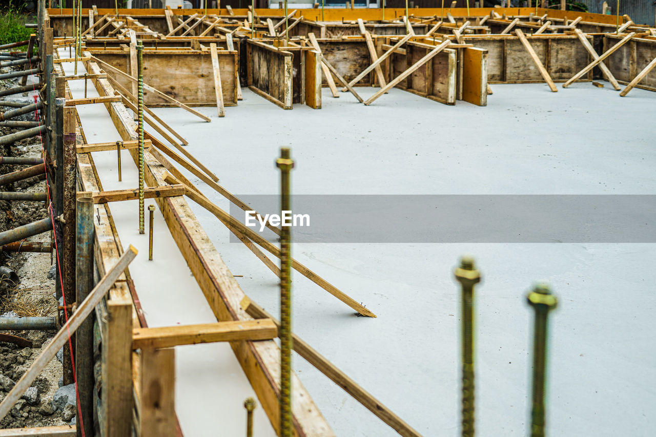 high angle view of rusty metallic pipes