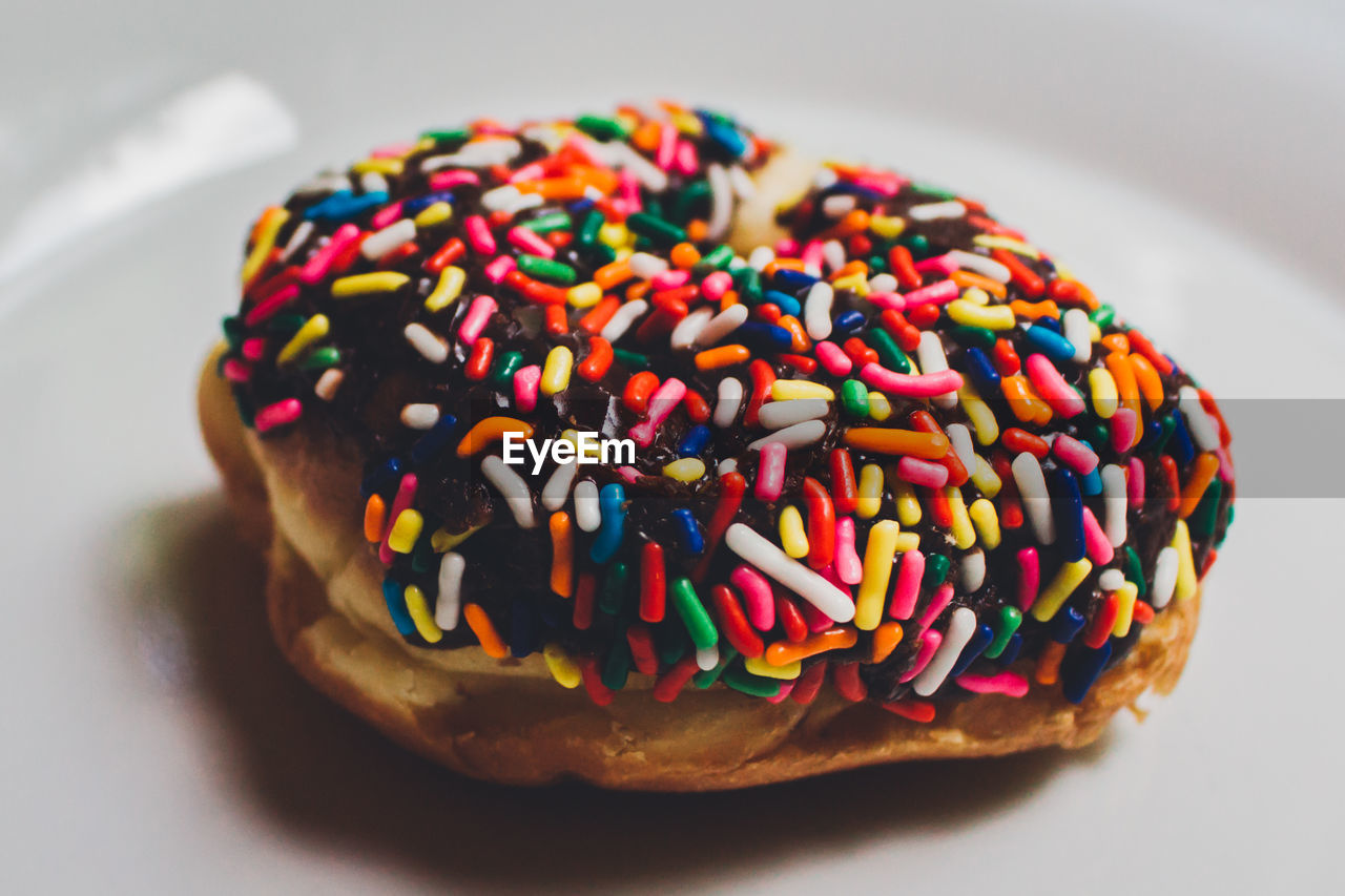 Close-up of donut in plate