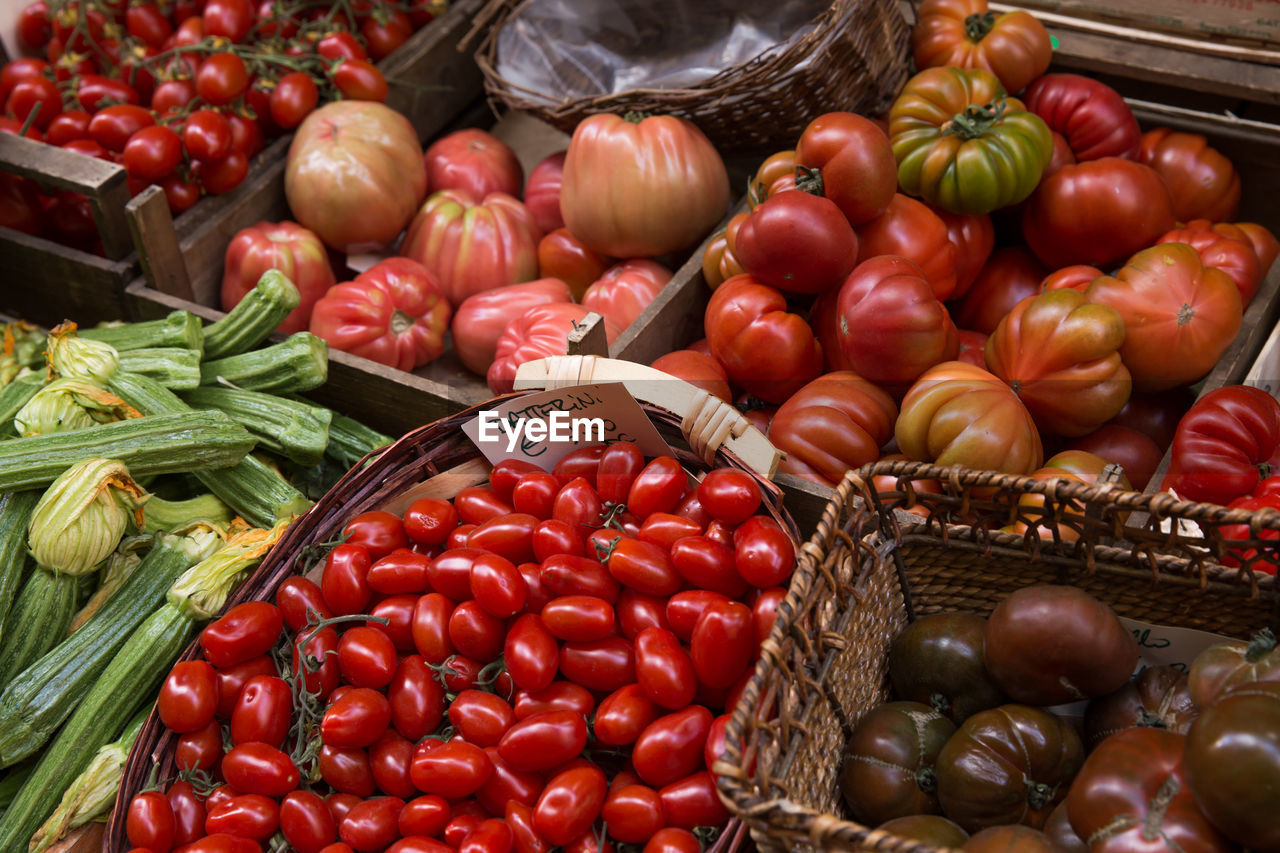 Close-up of tomatoes for sale in market