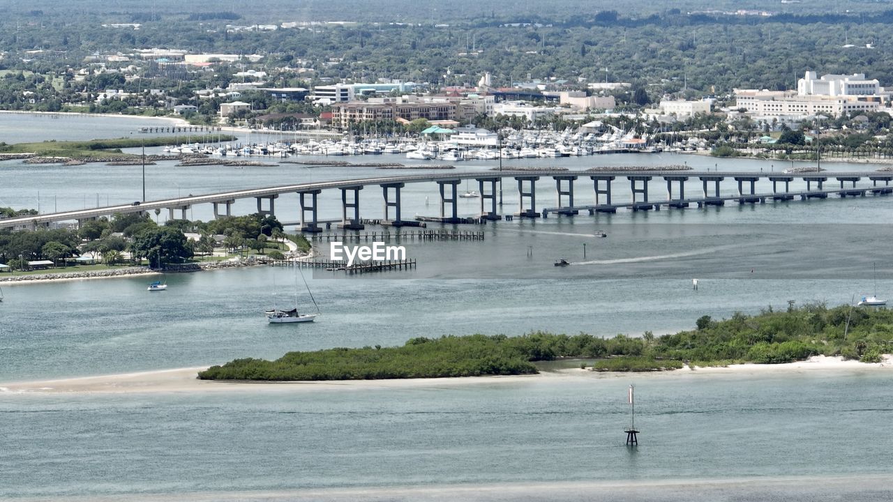 high angle view of bridge over river