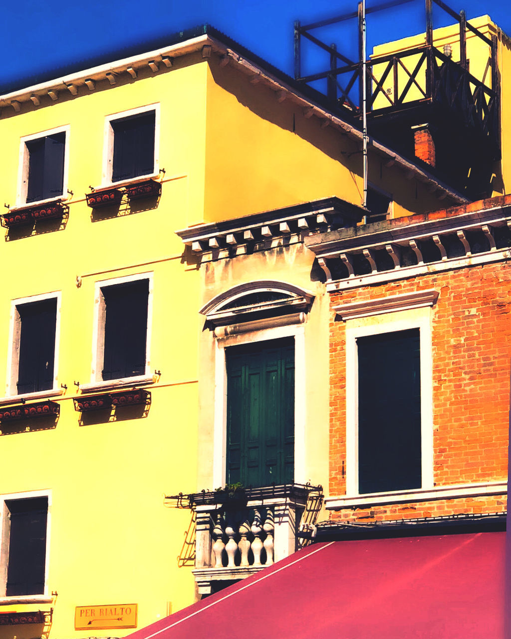 architecture, building exterior, built structure, window, house, building, facade, no people, yellow, residential district, city, outdoors, day, low angle view, nature, sunlight, balcony, sky, railing