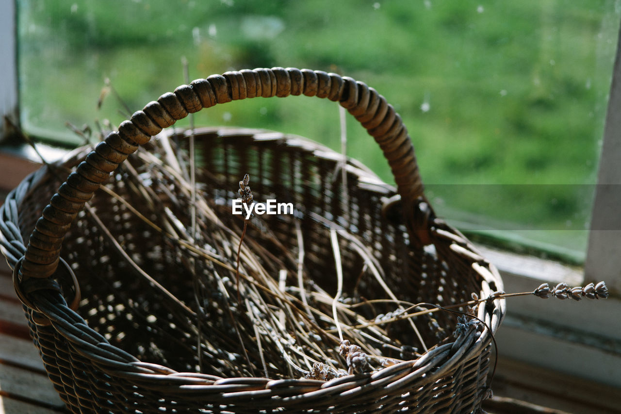 Close-up of wicker basket