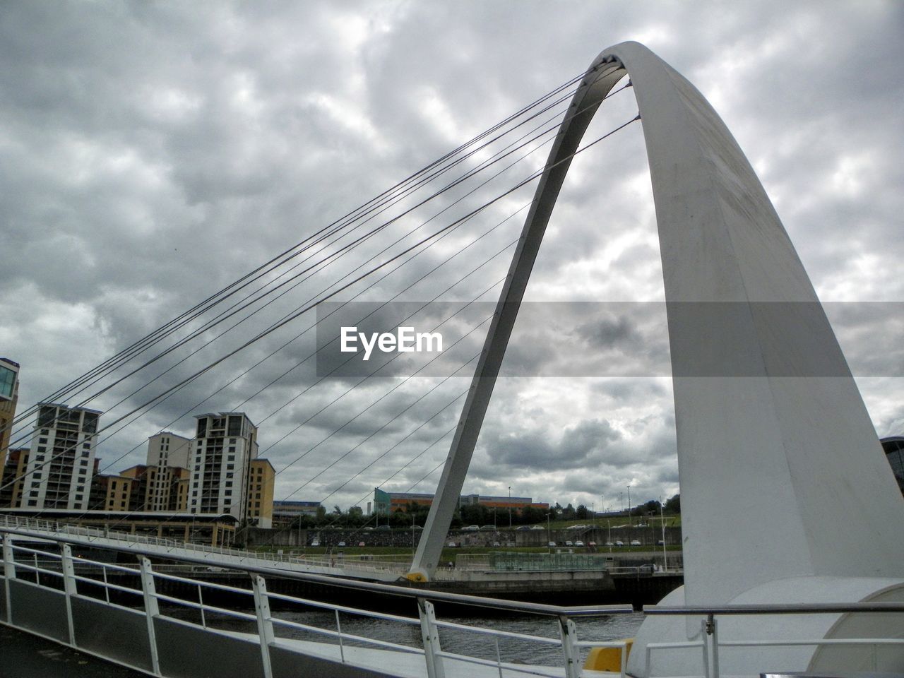 Bridge against buildings