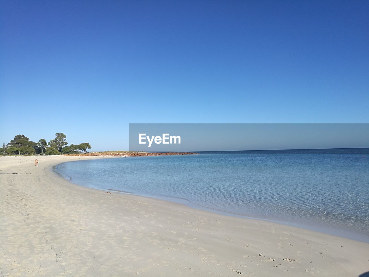 PANORAMIC VIEW OF BEACH AGAINST CLEAR BLUE SKY