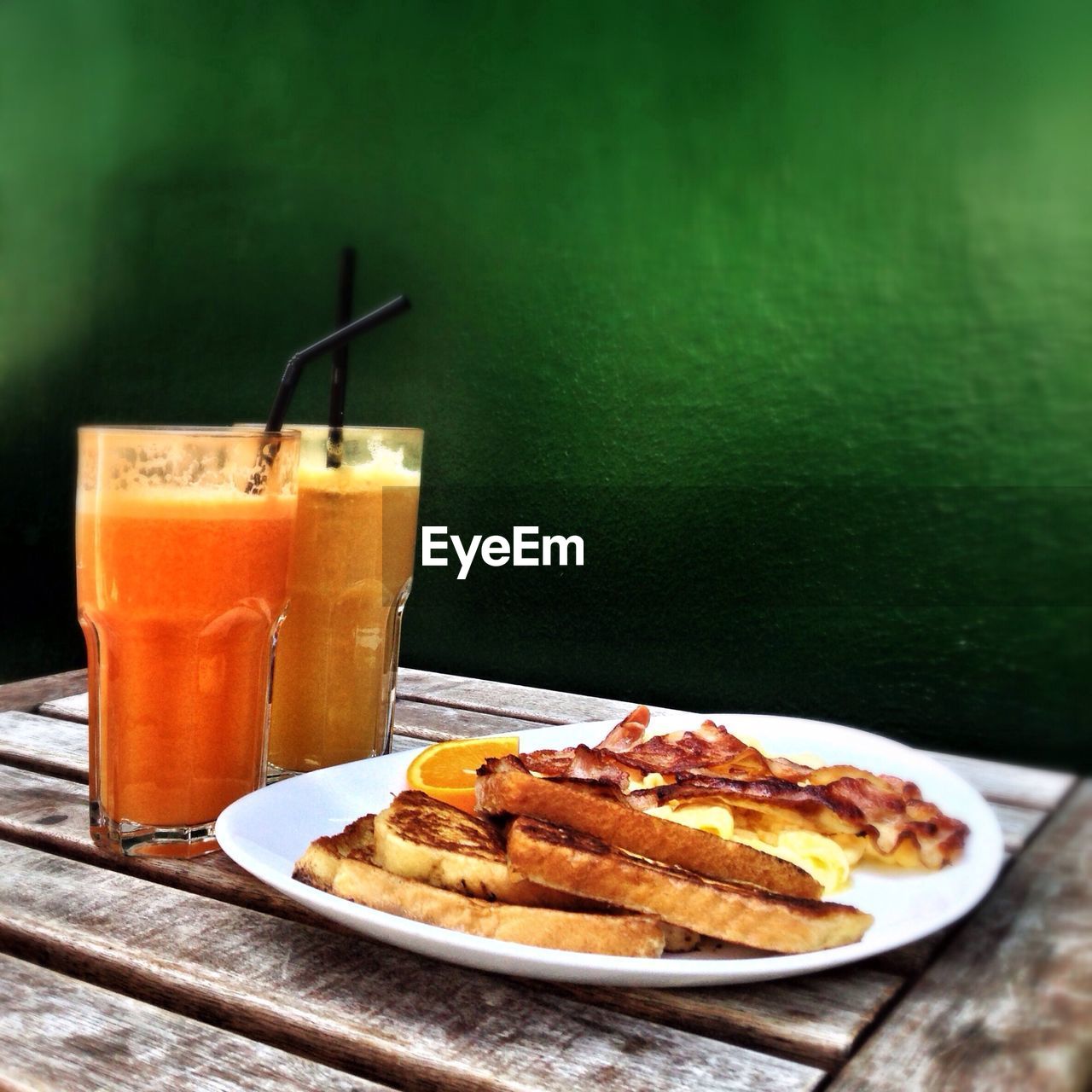 Food and drink on table