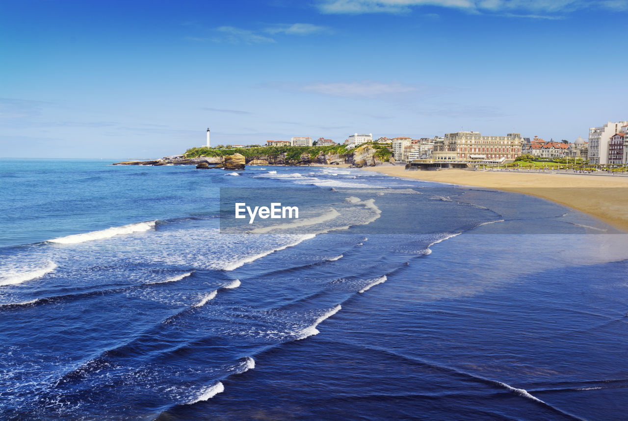 A view of biarritz city in the south of france during a wonderful sunny day