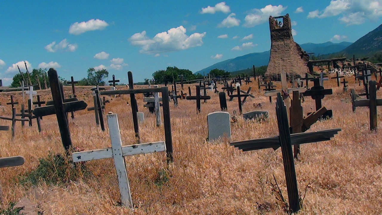 View of cemetery against sky