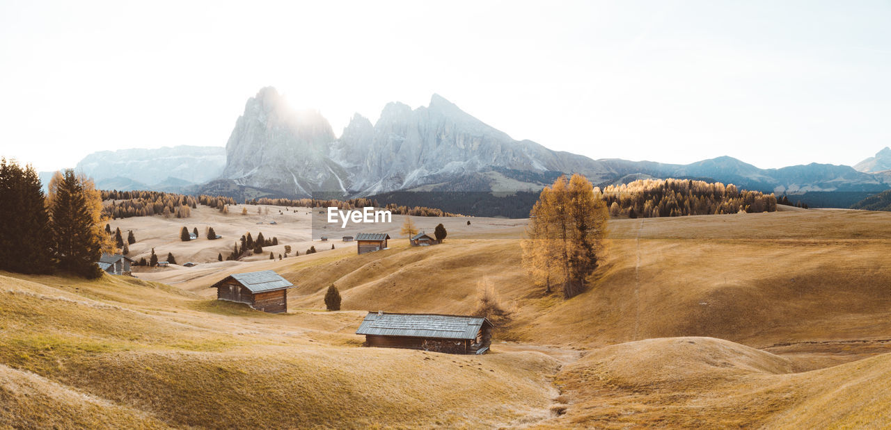 View of field against mountain