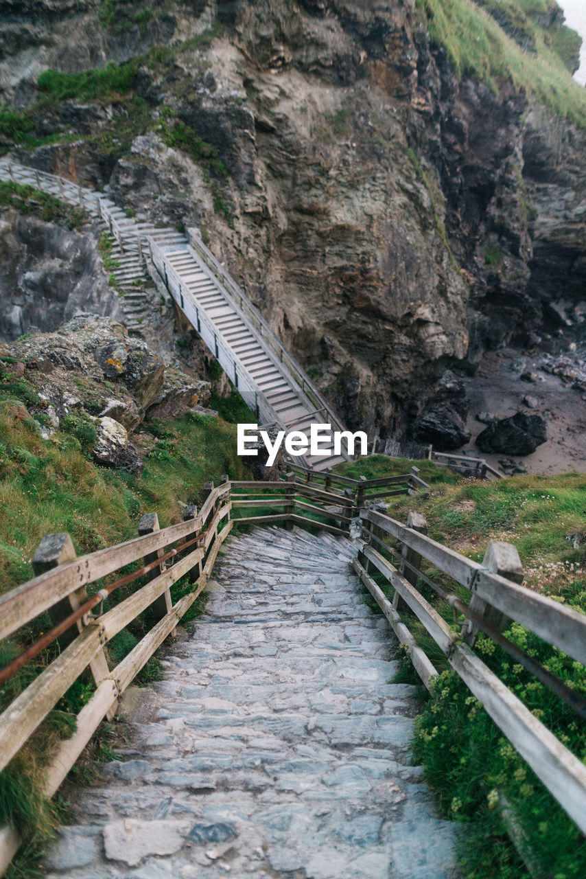 High angle view of empty steps