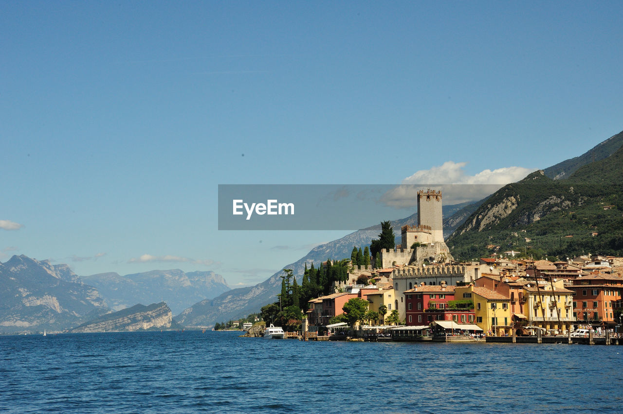 Scaliger castle and houses by lake garda