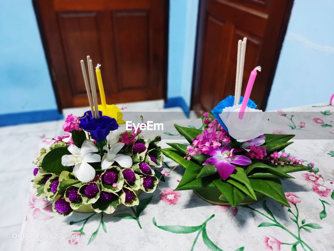 Close-up of pink flower pot on table