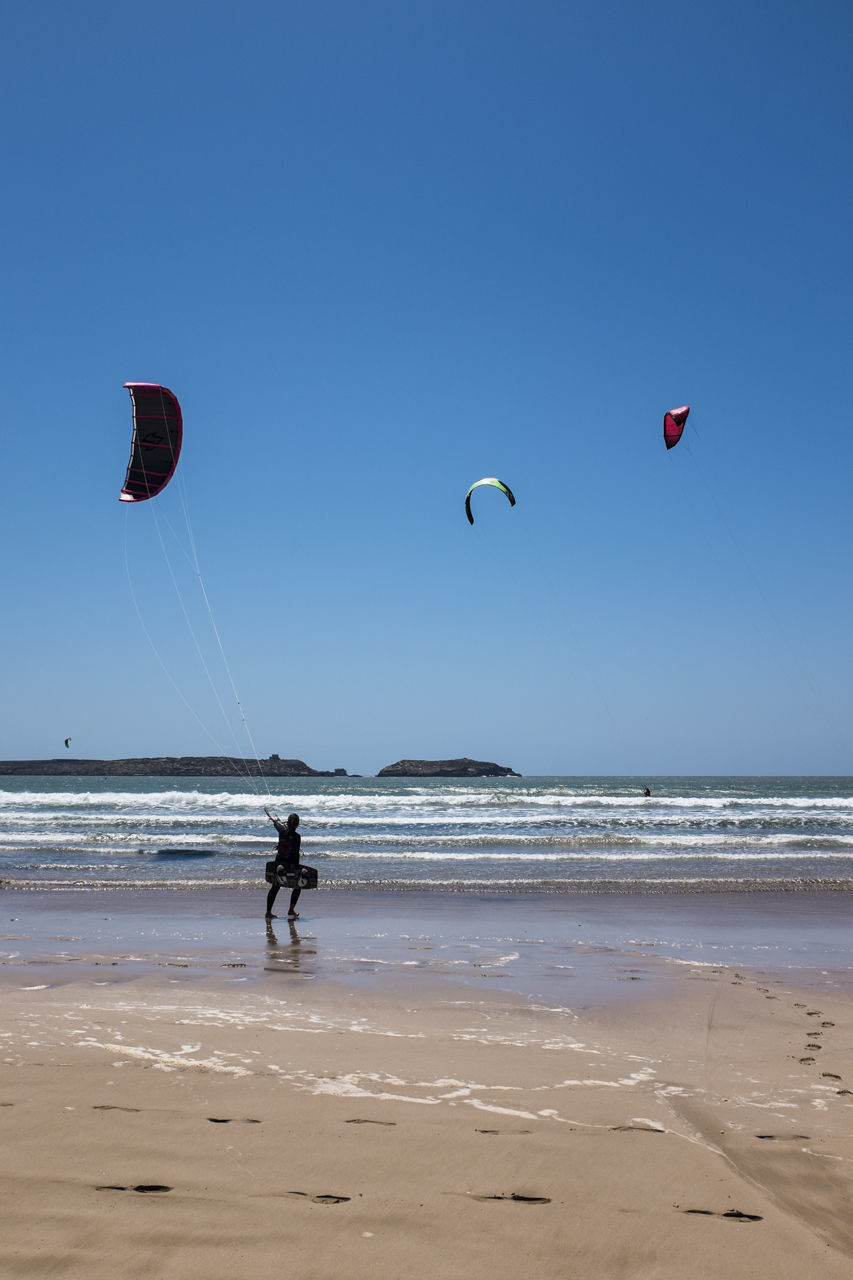 View of windsurfing in the sea