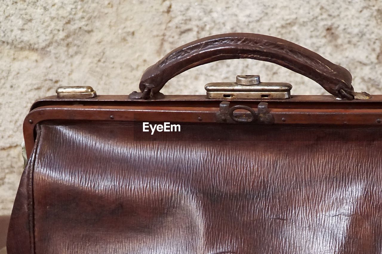 Close-up of leather bag