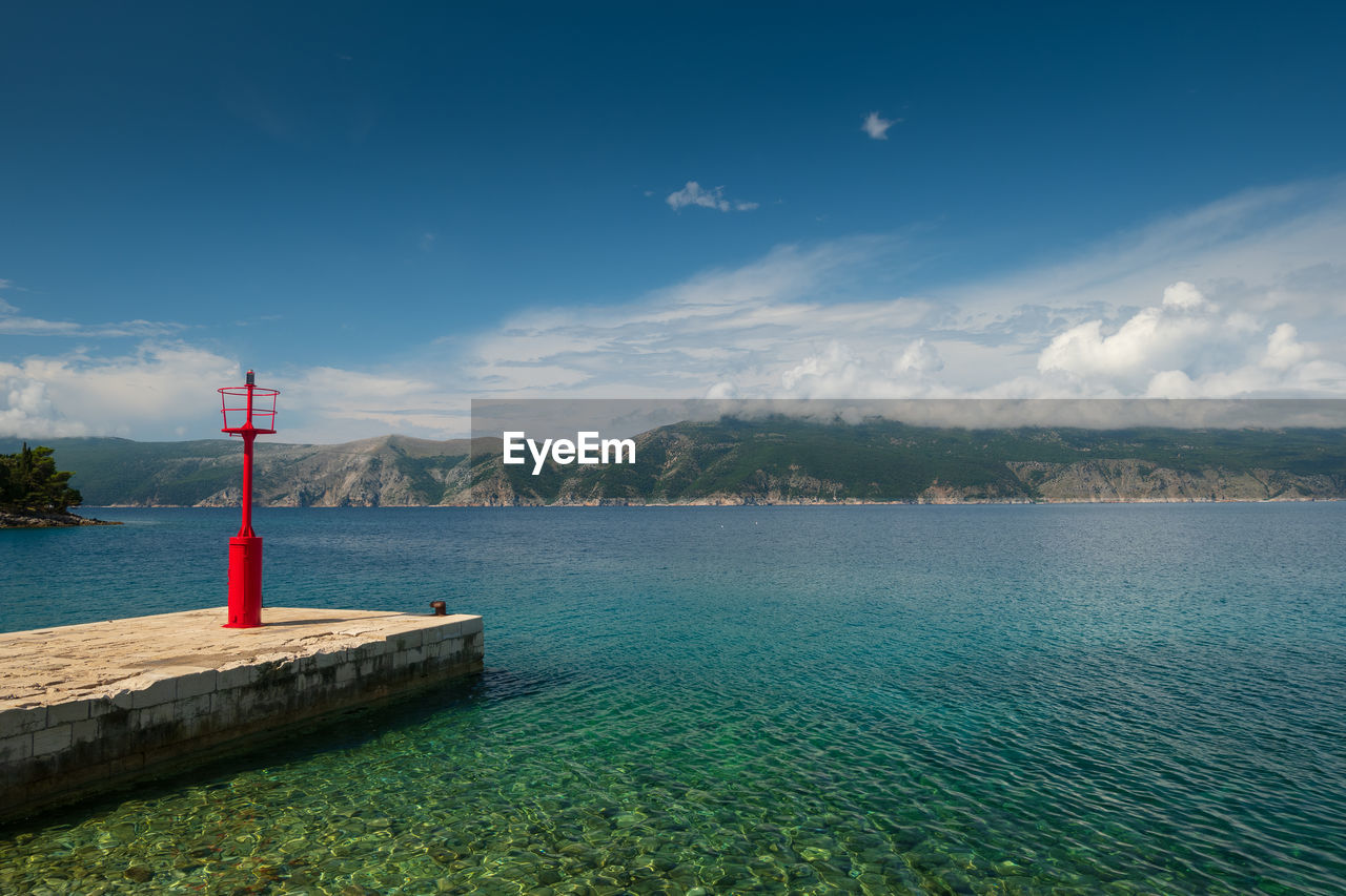 LIGHTHOUSE AMIDST SEA AGAINST SKY