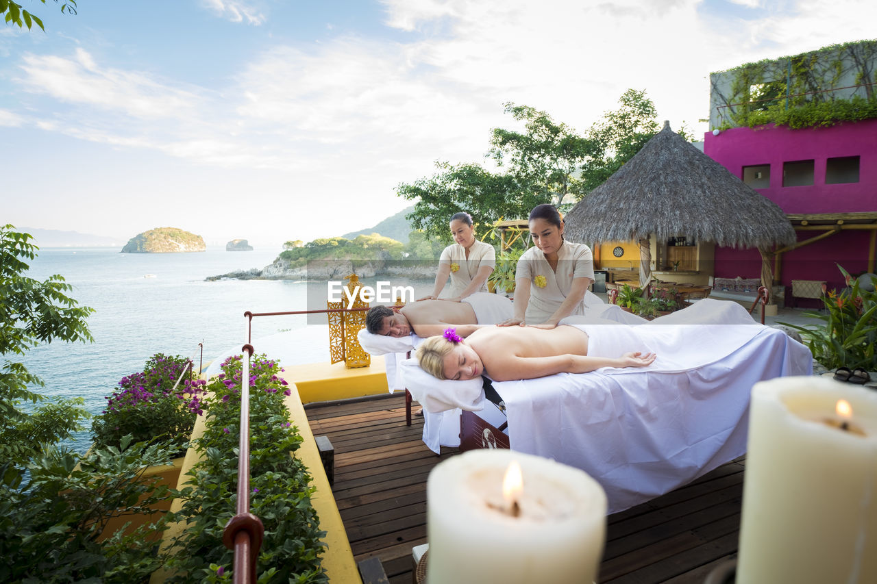 Luxury vacation with massage on ocean front terrace
