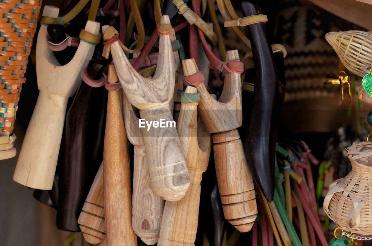 Close-up of toys for sale at market stall