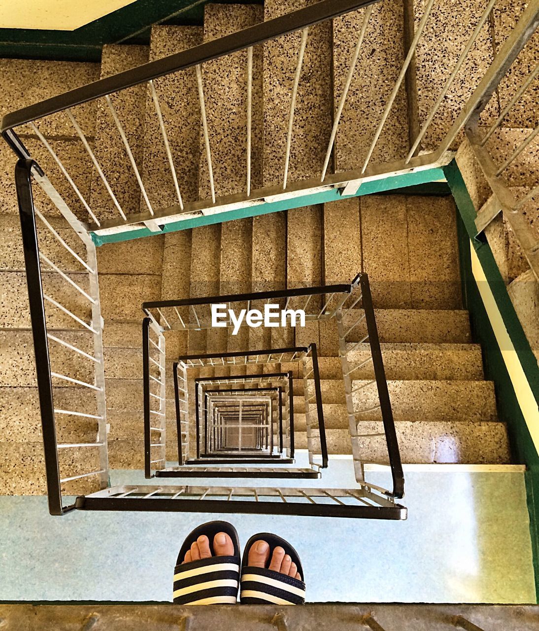 Person ready jump off staircase