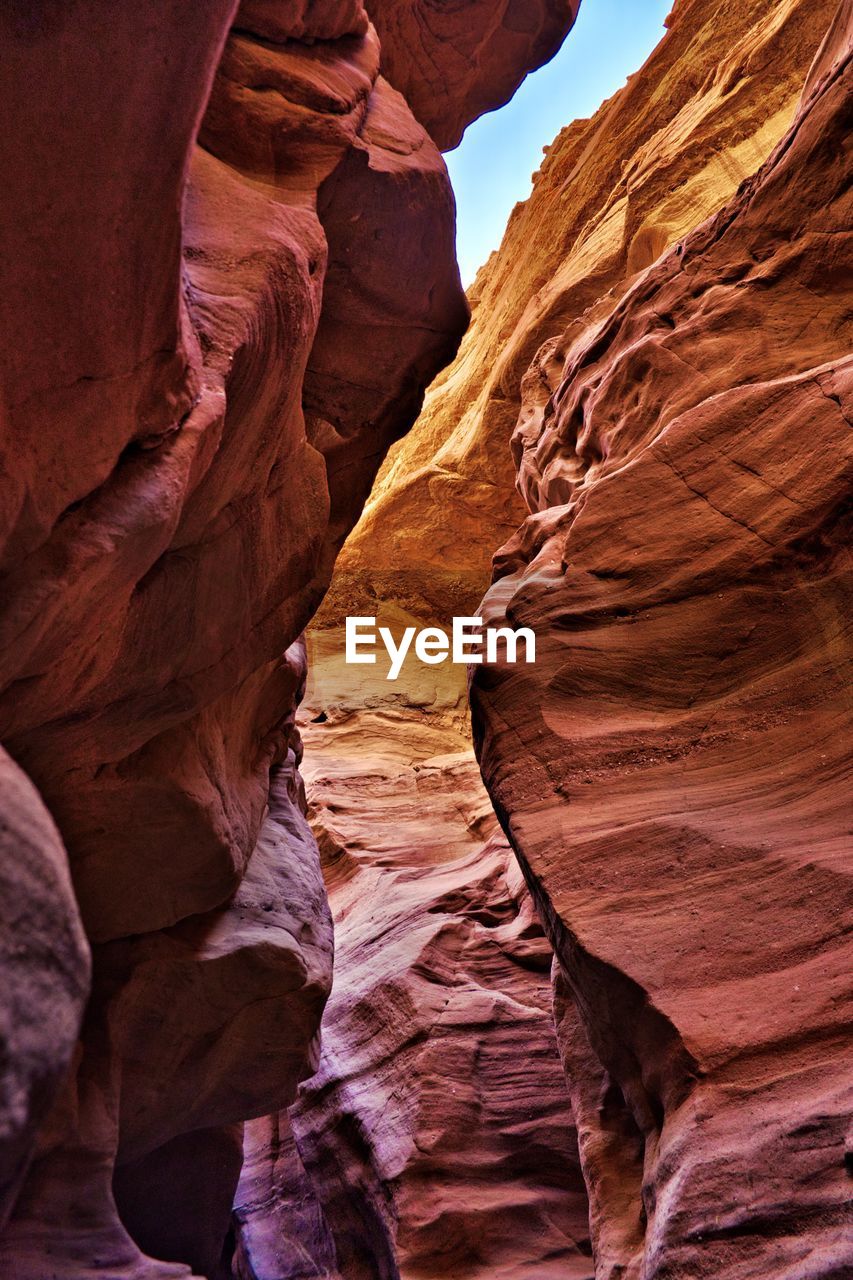 Low angle view of rock formations