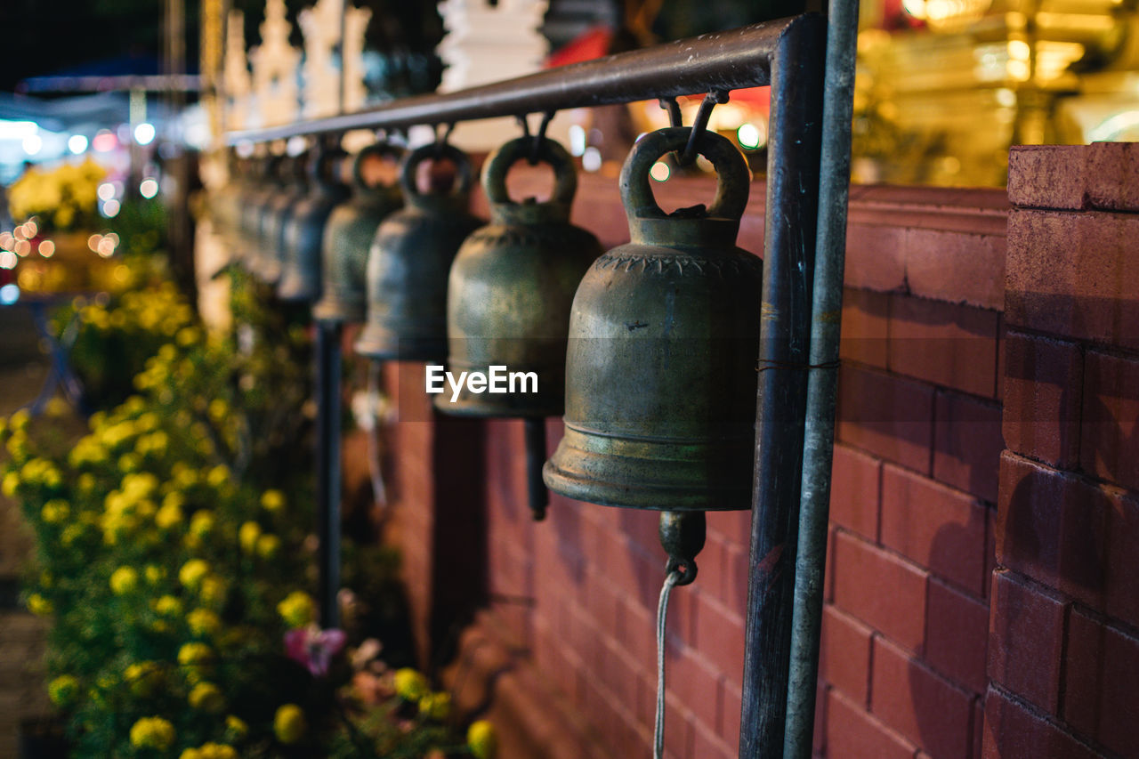 Close-up of temple bells