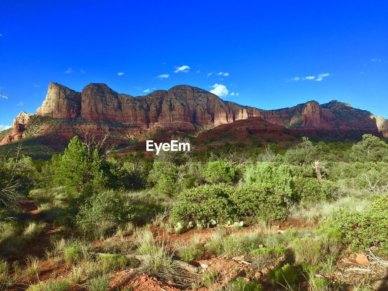 Rock formation on field against sky at bell rock