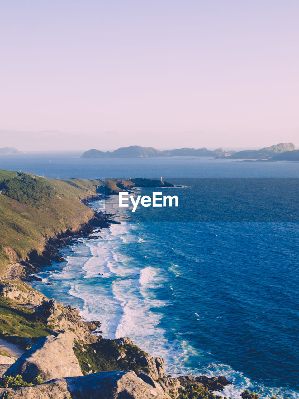 Scenic view of sea against clear sky