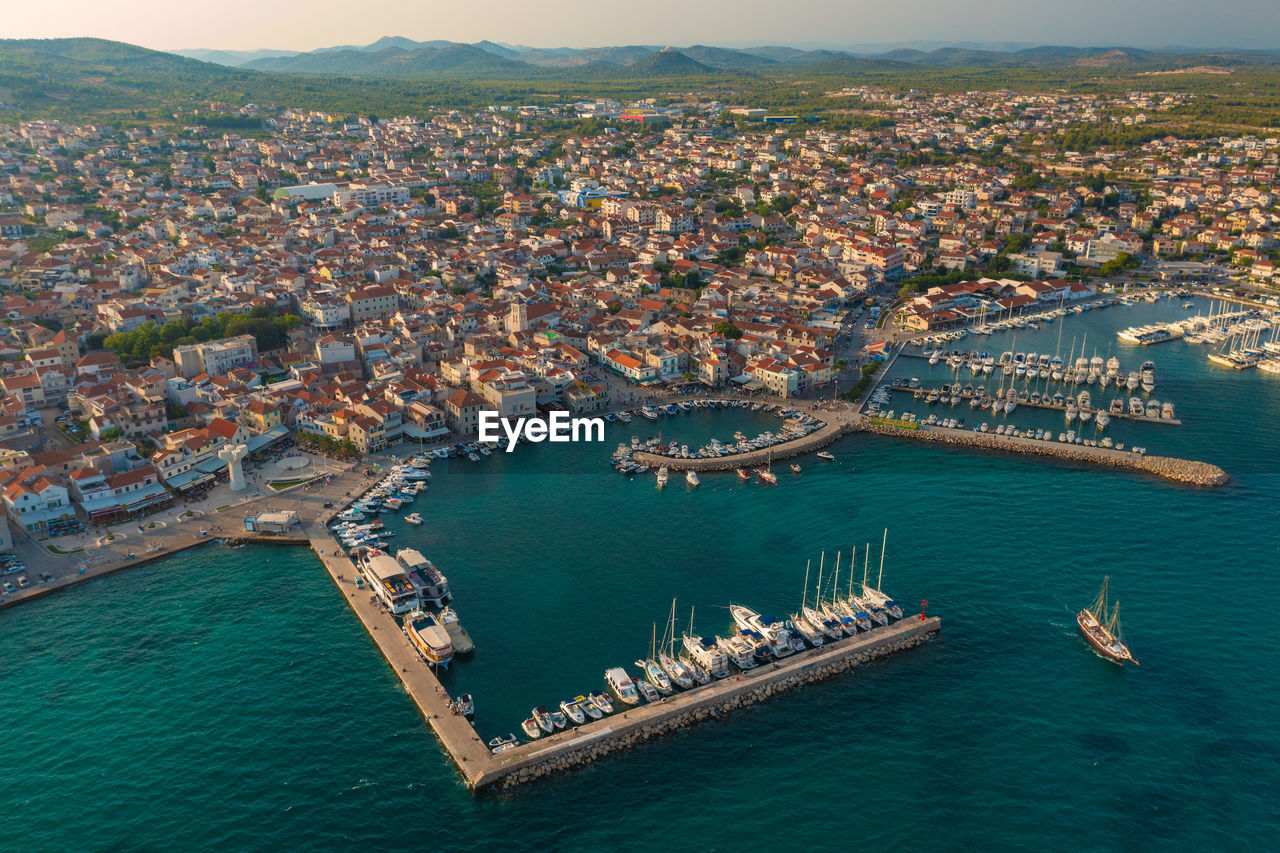 Aerial view of vodice town in croatia